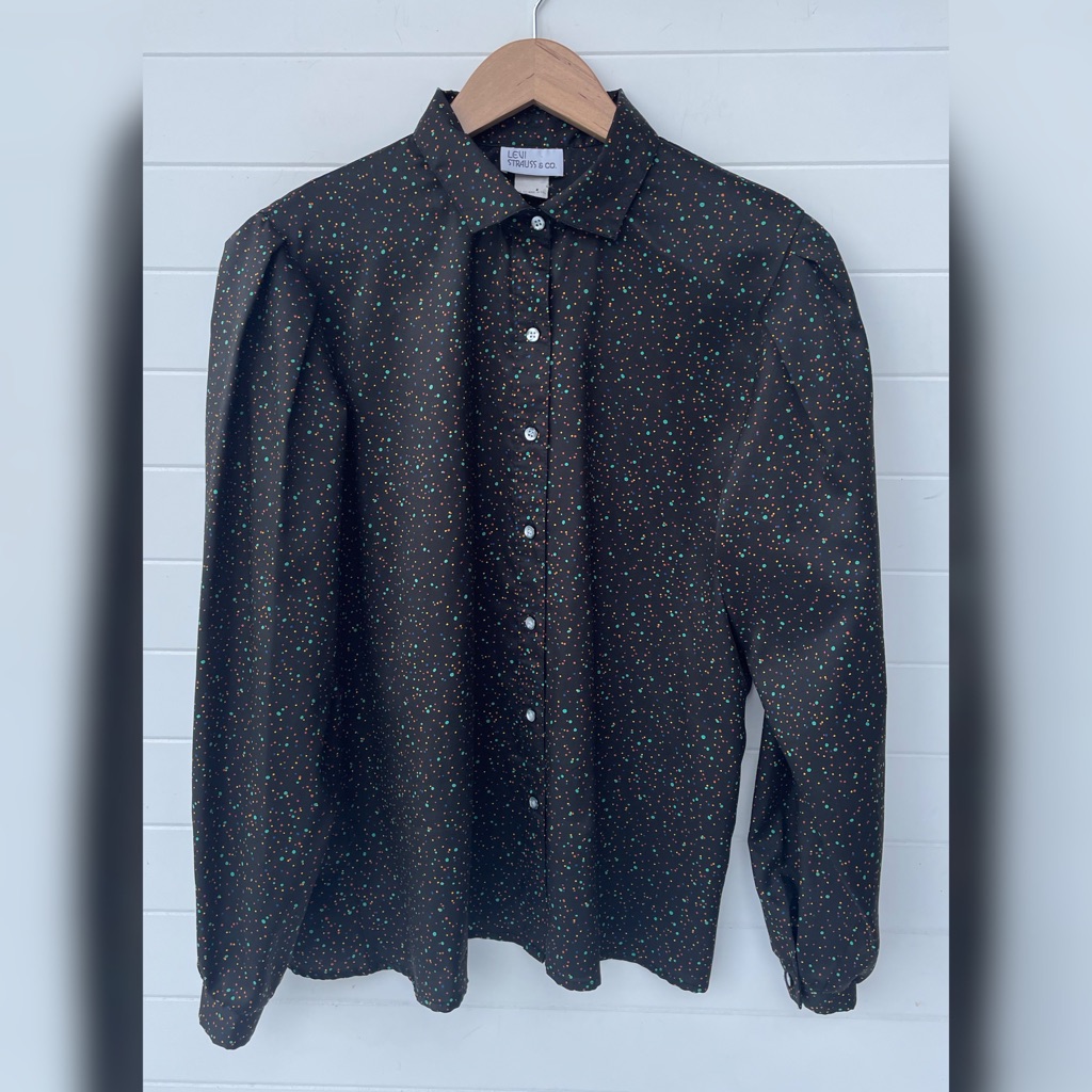 Levi Strauss  Co Vintage Rare 80s Button Down Rainbow Dot Long Sleeve Usa Made